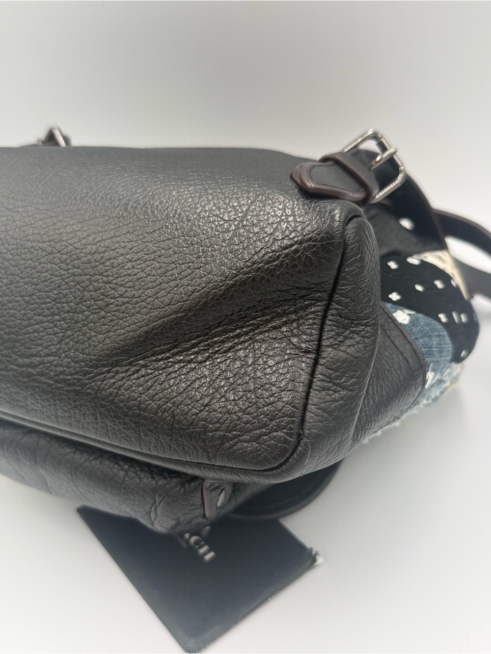 Coach Canyon Black Leather Backpack with Denim Patchwork - Picture 7 of 12